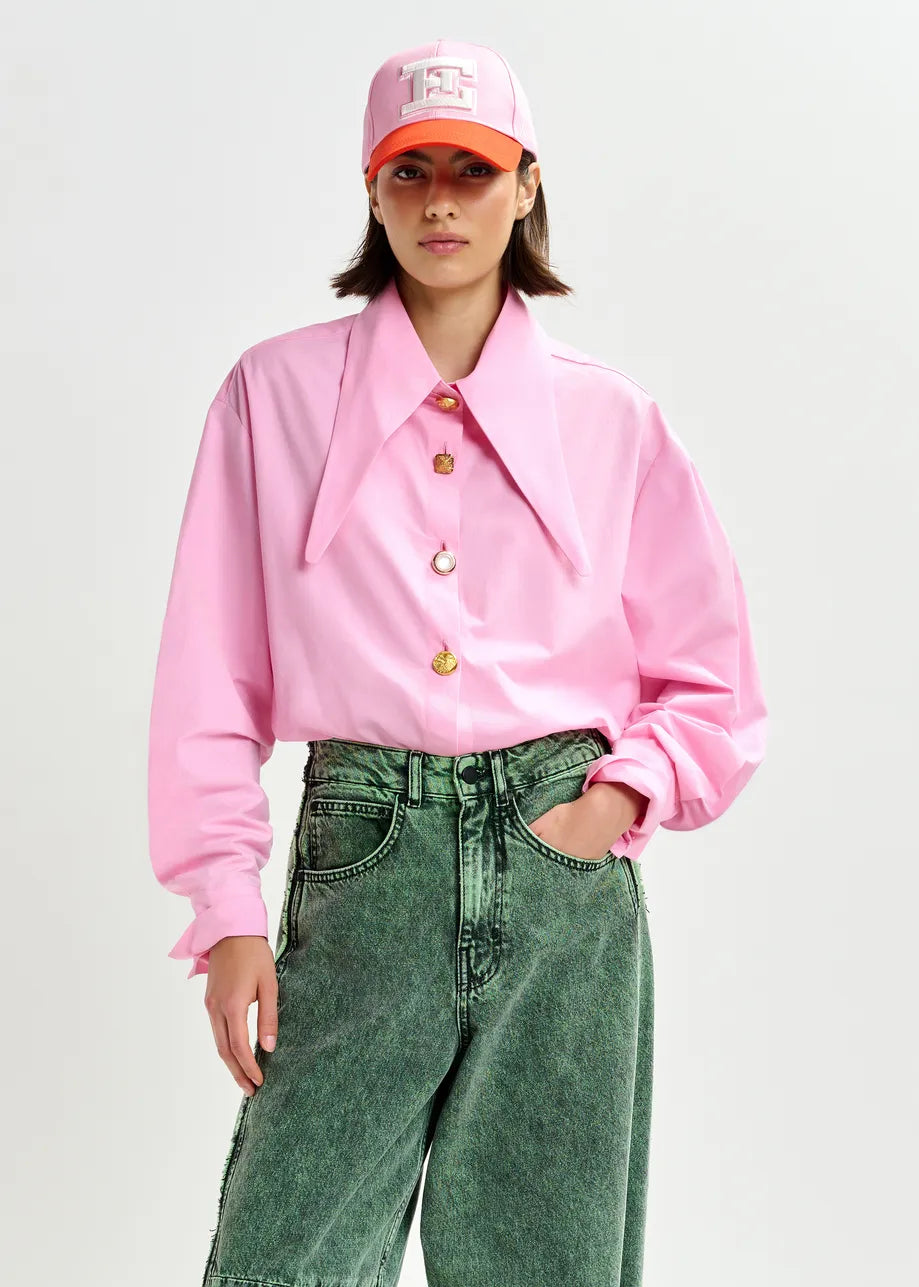 ESSENTIEL ANTWERP JOMATO POINTY COLLAR SHIRT PINK 126