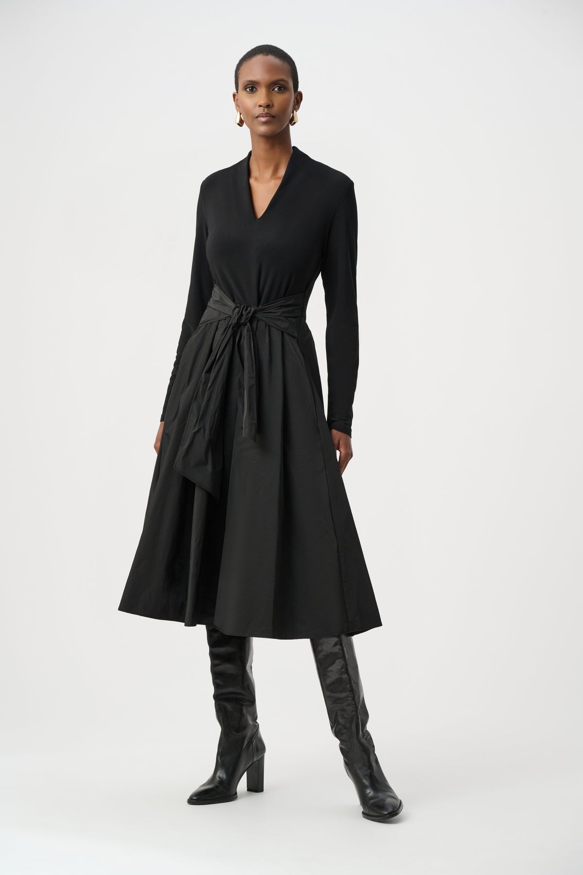 263145 11 joseph ribkoff black dress fit and flare skirt