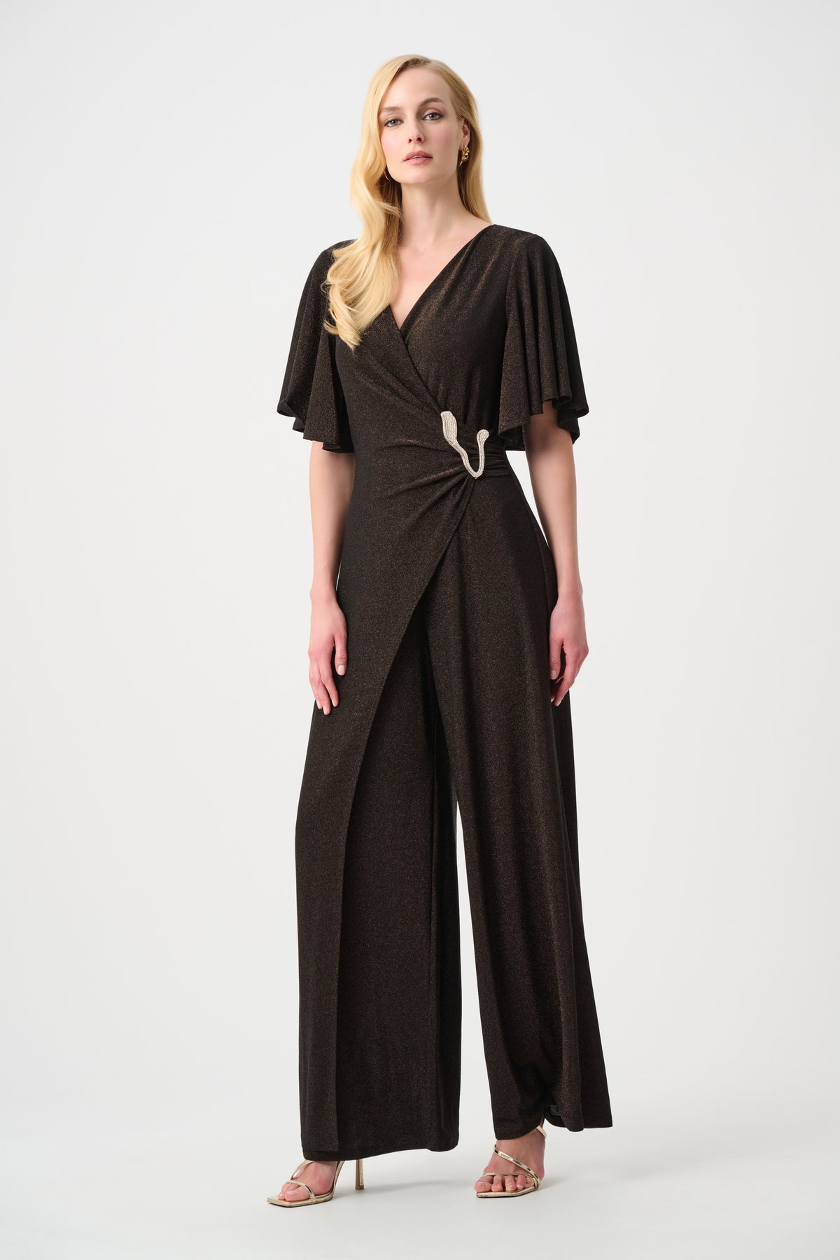 263717 92 joseph ribkoff brown sparkle jumpsuit going out