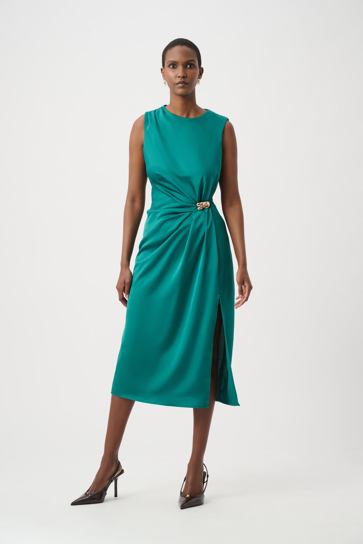 264066 4549 joseph ribkoff green dress with side clasp