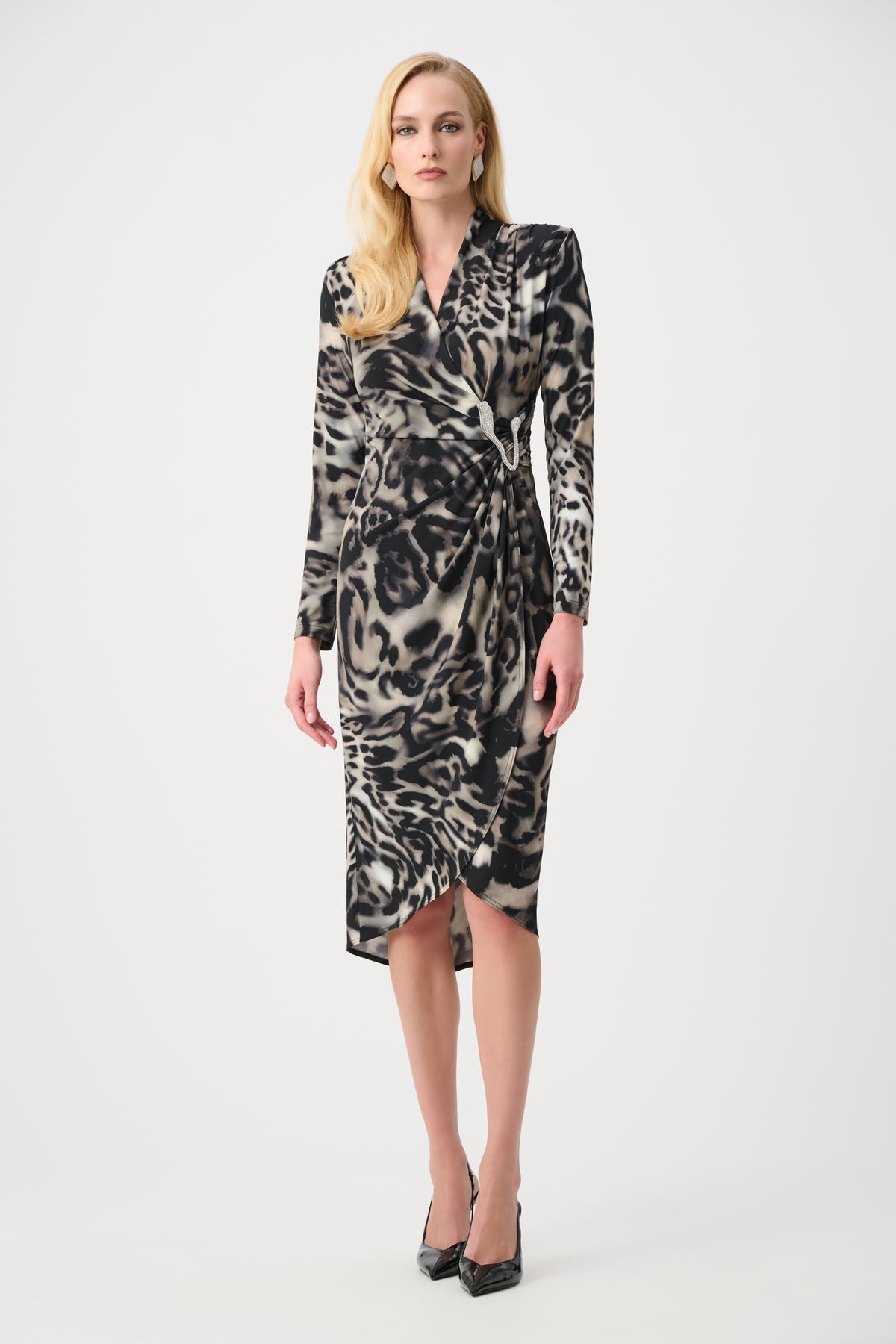 263710 1413 joseph ribkoff multi dress animal print wrap dress