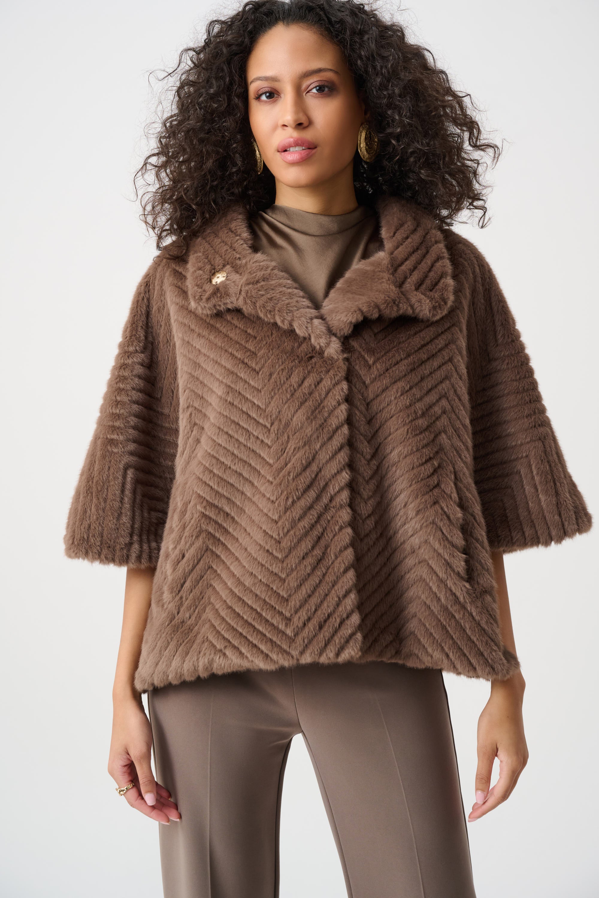 263917 4463 joseph ribkoff multi jacket brown faux fur