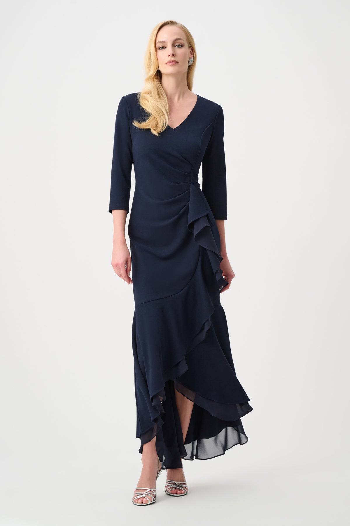 263741 2166 joseph ribkoff navy dress wedding guest outfit