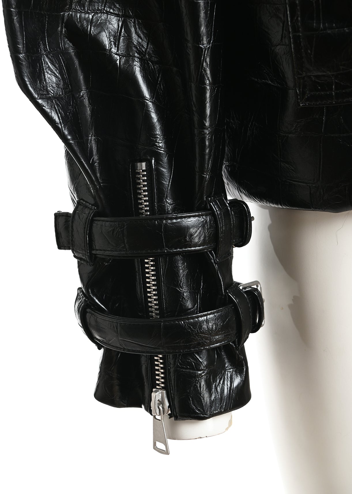 ESSENTIEL ANTWERP BLACK KABUKI FAUX LEATHER BOMBER 226