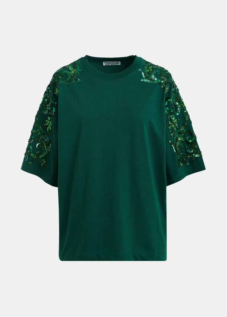 ESSENTIEL ANTWERP KANGOO EMBROIDERED SWEATSHIRT GREEN BG05 226