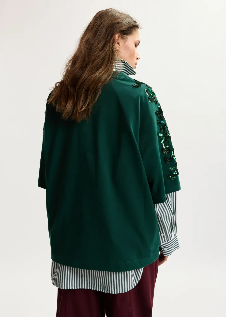 ESSENTIEL ANTWERP KANGOO EMBROIDERED SWEATSHIRT GREEN BG05 226