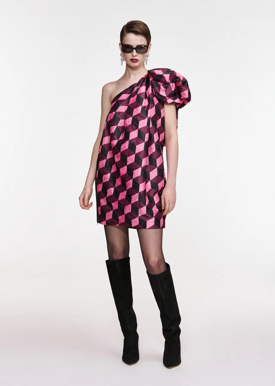 ESSENTIEL ANTWERP BLACK KARPENTER PUFF SHOULDER DRESS 226