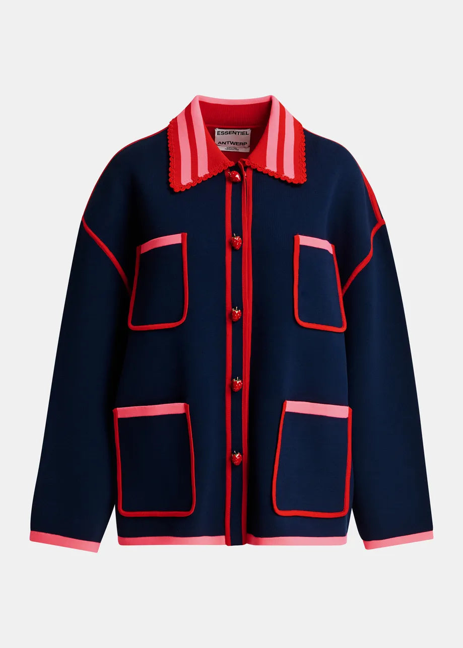 ESSENTIEL ANTWERP KOKORICO NAVY CARDIGAN K4NA 226