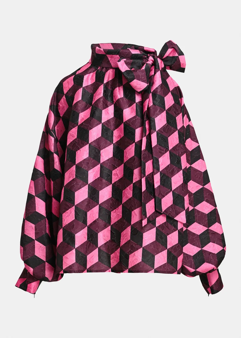 ESSENTIEL ANTWERP BLACK KOMO PUSSY BOW TIE TOP 226