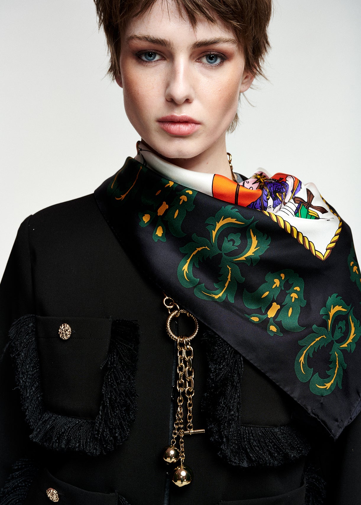ESSENTIEL ANTWERP BLACK KONTACT PRINTED SCARF KONTACT 226