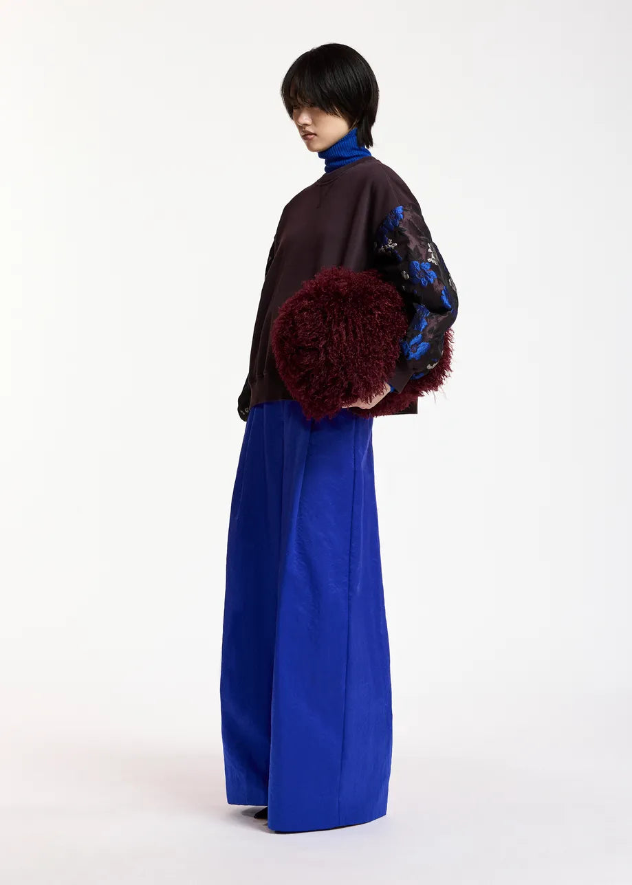 ESSENTIEL ANTWERP BURGANDY JACQUARD SLEEVE SWEATSHIRT KUEER 226