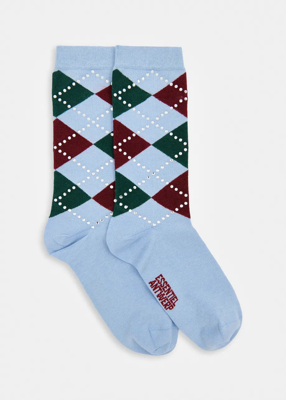 ESSENTIEL ANTWERP BLUE KURLINGTON CHECKED SOCKS KURLINGTON 226