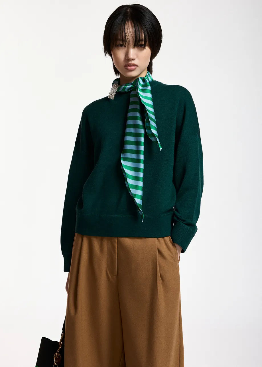 ESSENTIEL ANTWERP GREEN KURTIS PULLOVER WITH SCARF 226