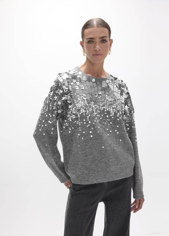 lf2611003 lola casademunt grey sequin gradient sweater