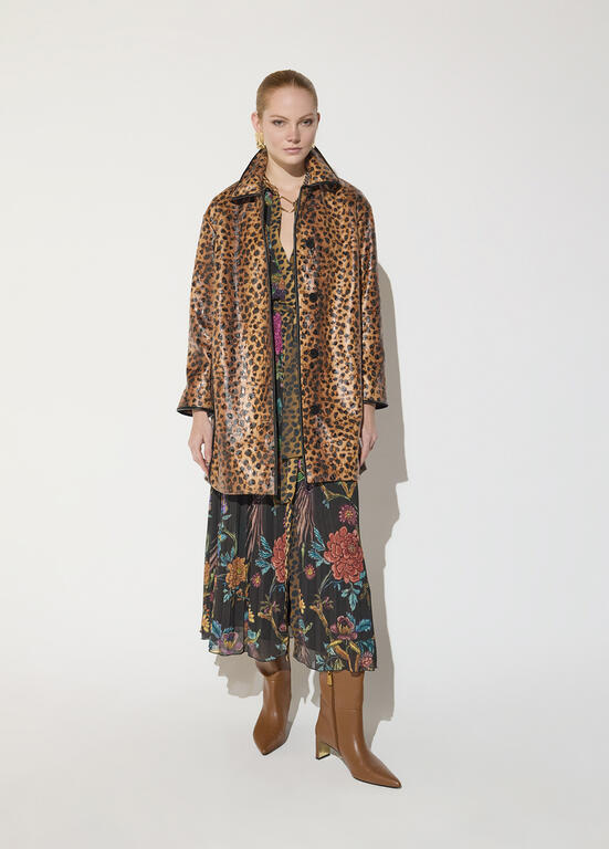 mf2601002 lola casademunt maite brown animal pleather coat leopard print