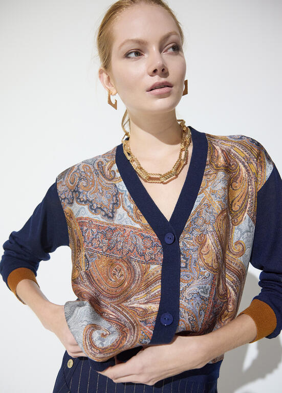 lola casademunt maite navy satin cardigan MF2611025