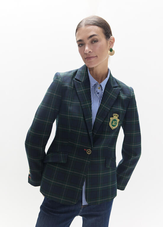 lola casademunt navy tartan blazer LF2602017 smart casual