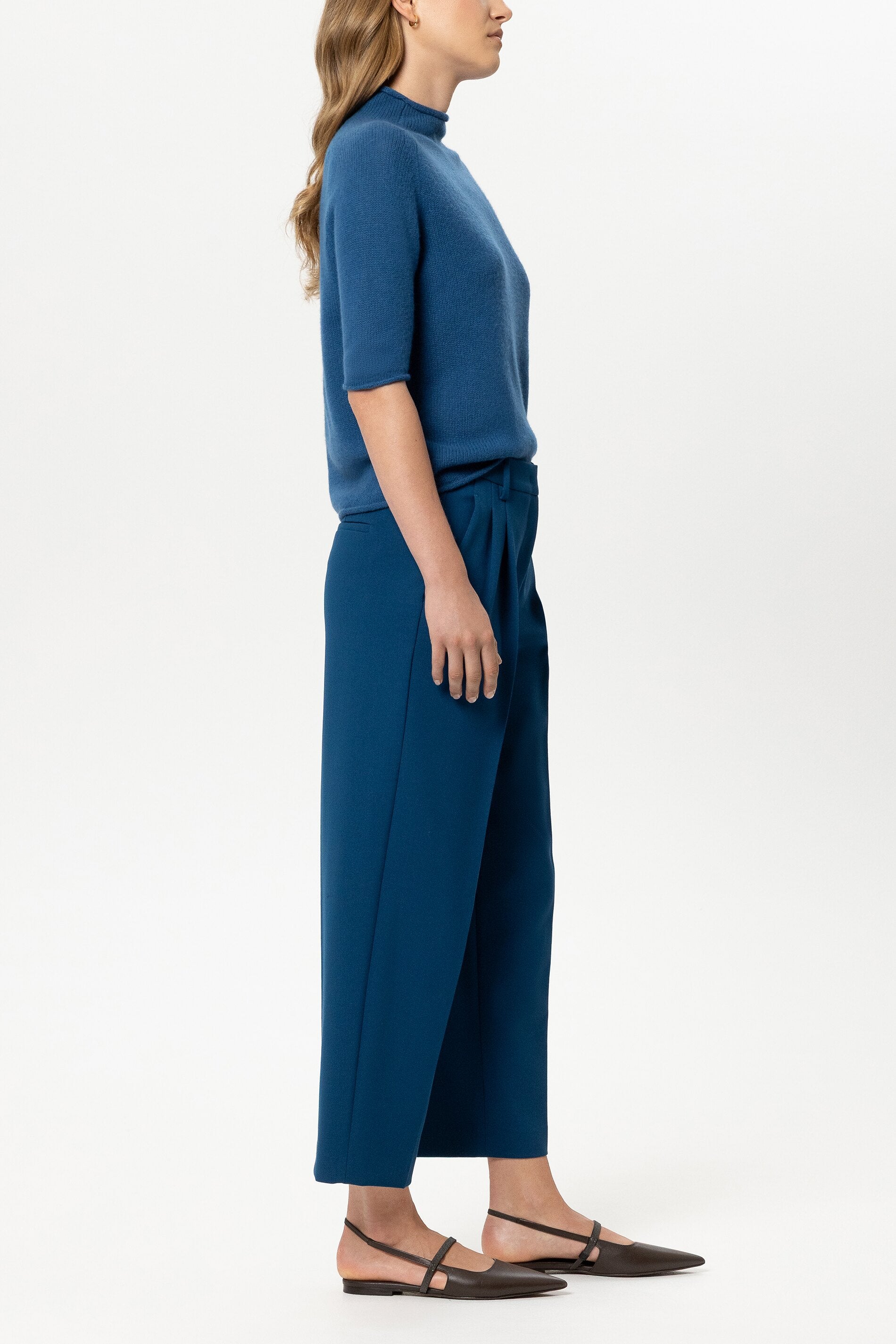 LUISA CERANO BLUE BARRELL LEG TROUSERS 648917 226