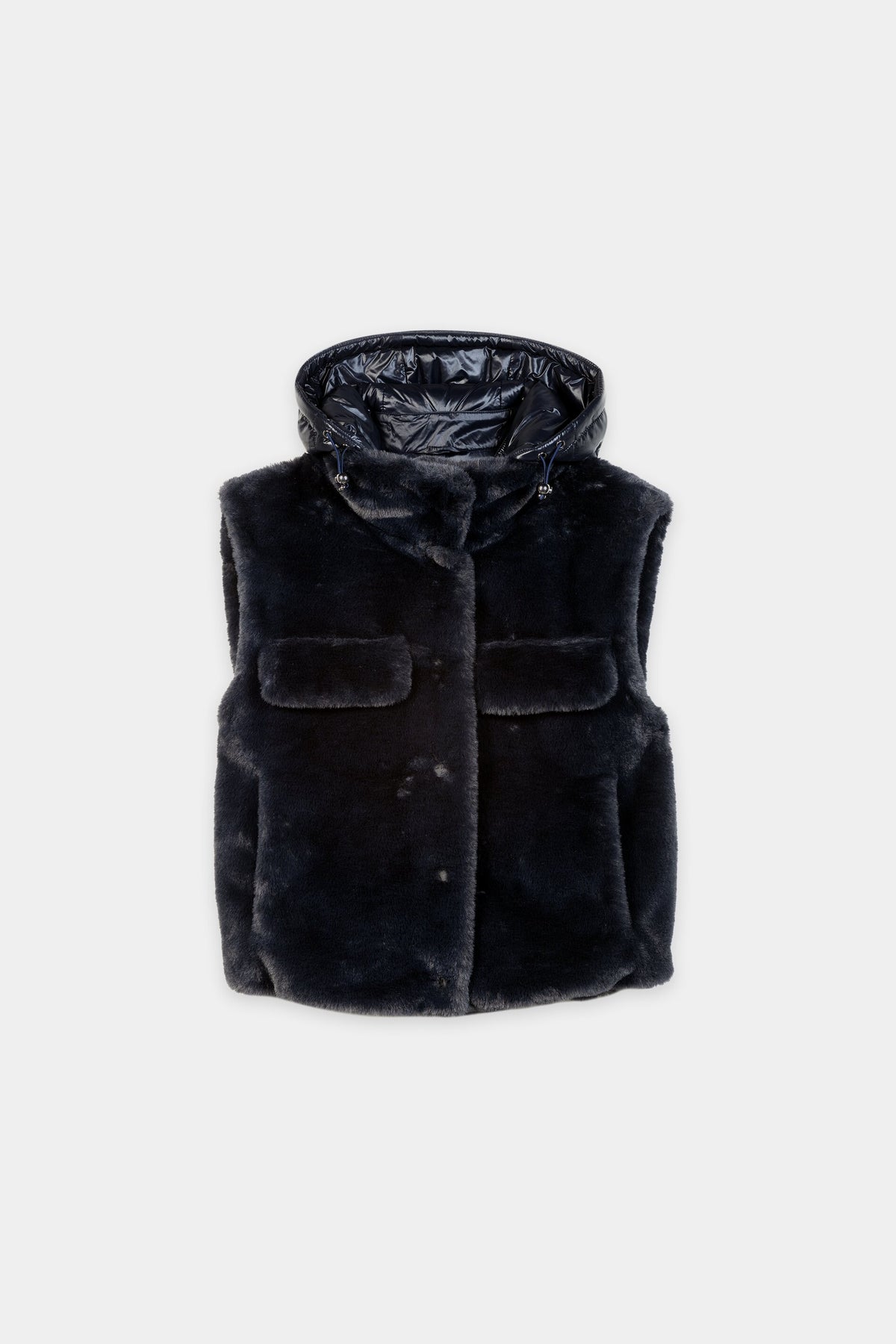 LUISA CERANO NAVY FUR GILET JACKET 448455 226