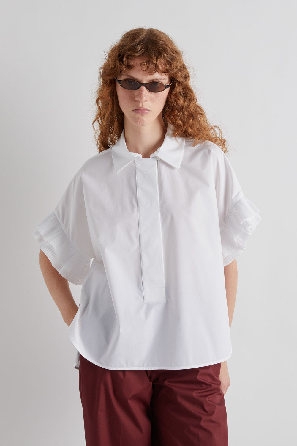 MEIMEIJ WHITE PLEATED SHIRT M6EA33 126