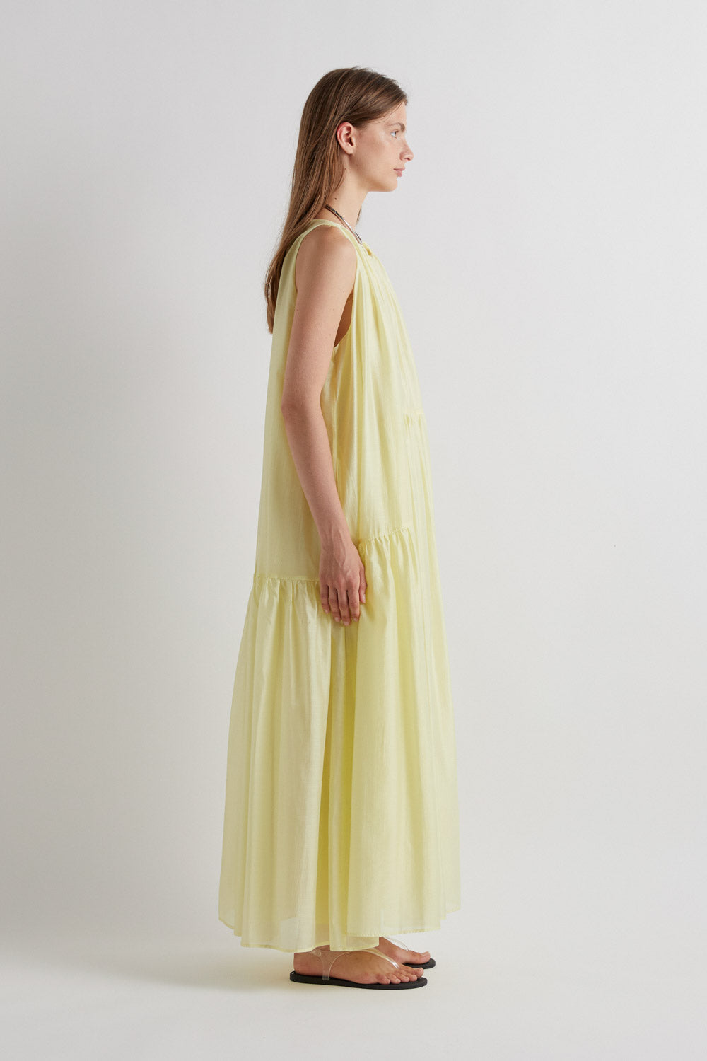 MEIMEIJ YELLOW TIERED LONG DRESS M6EF03 126