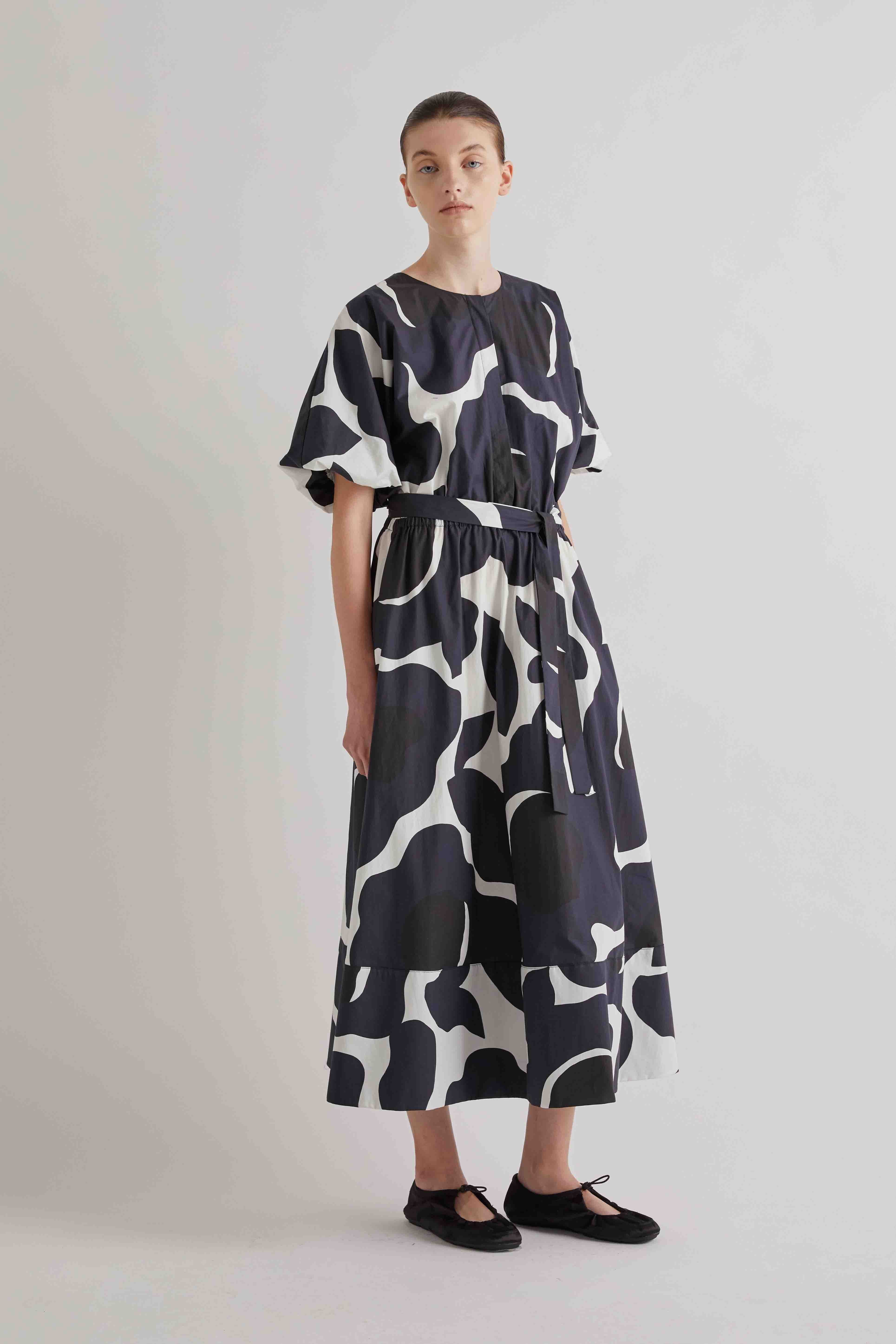 MEIMEIJ BLACK PRINT DRESS M6PAH5 126