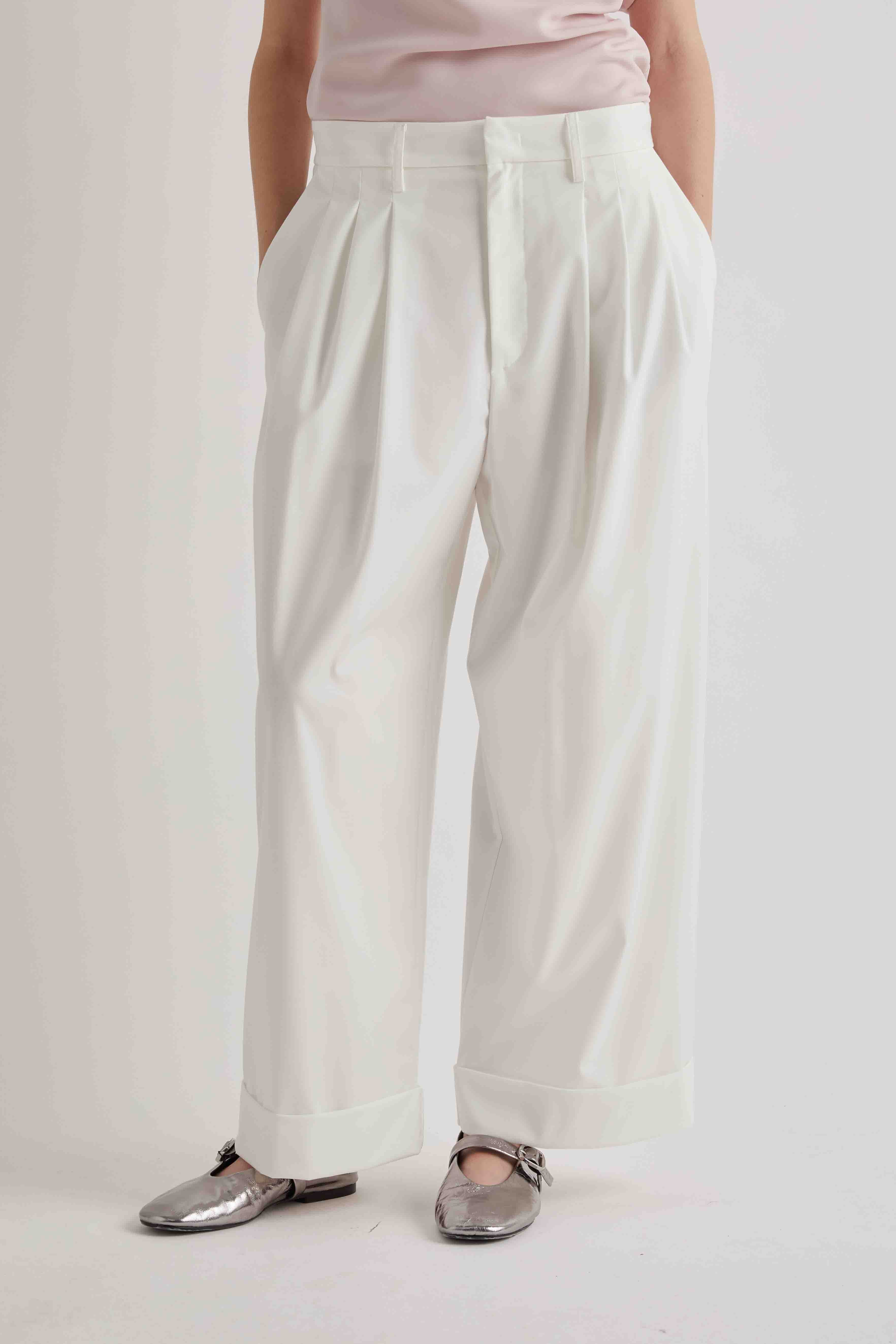 MEIMEIJ CREAM WIDE LEG TROUSERS M6PU01 126