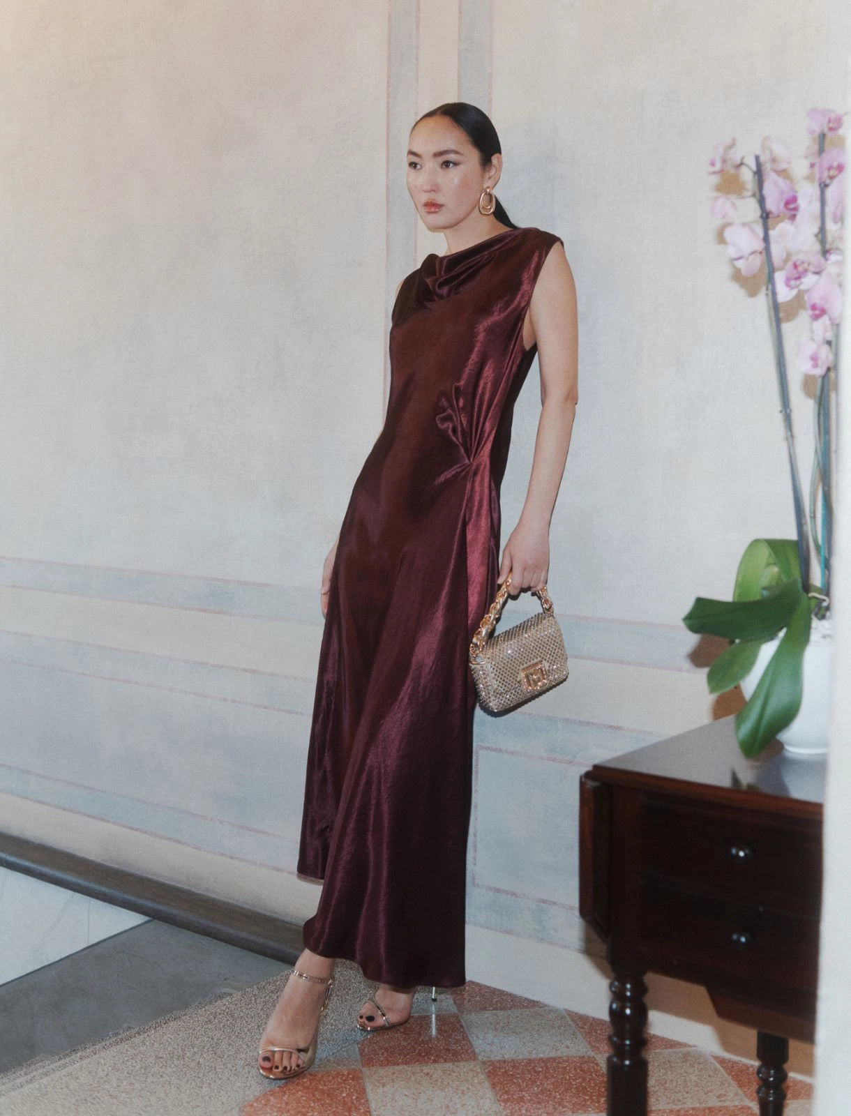 marella bordeaux dress mlllibero occasion event wedding guest
