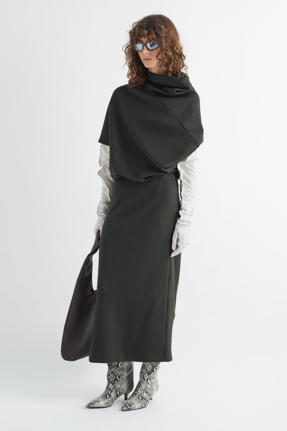 meimeij green dress smart casual workwear maxi dress