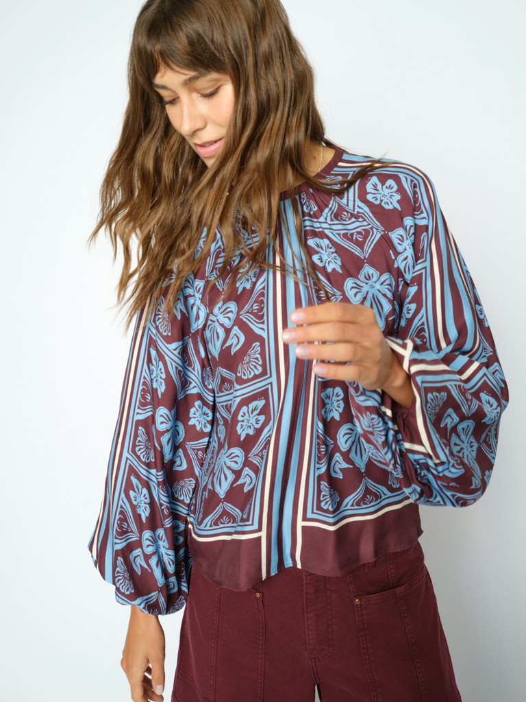 MOS MOSH MMMILKEY LINOCUT BLOUSE WINE 181040 226