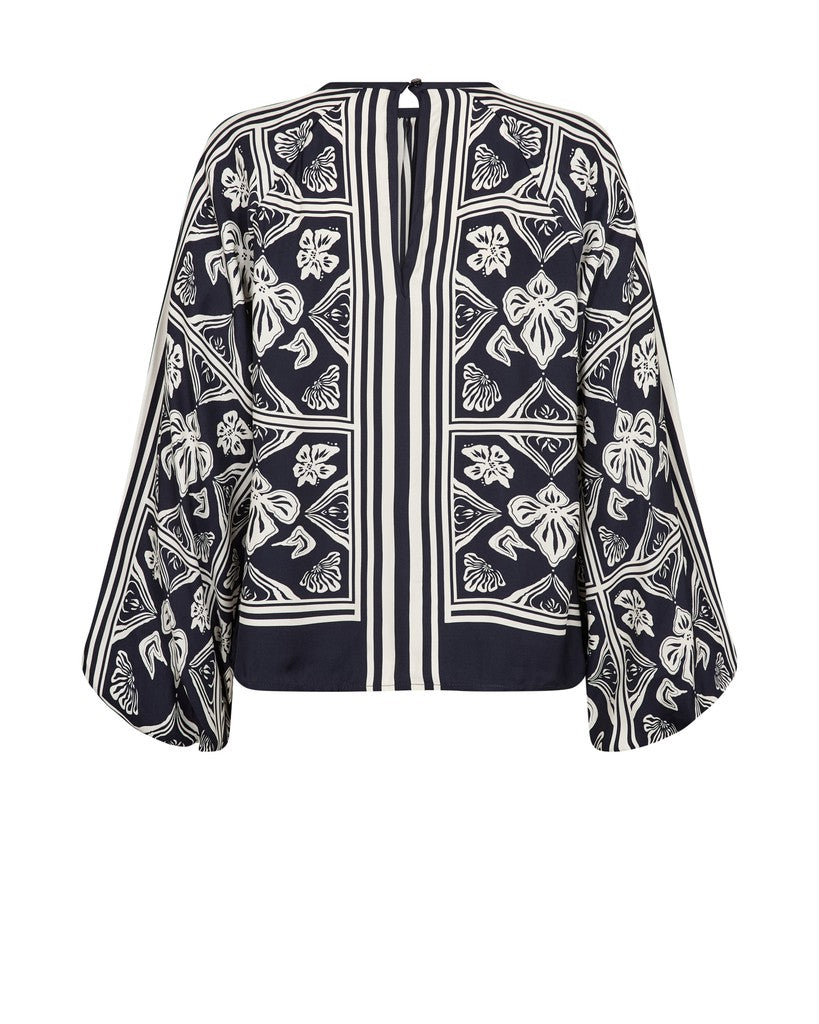 MOS MOSH MMMILKEY LINOCUT BLOUSE NAVY 181040 226