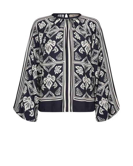 MOS MOSH MMMILKEY LINOCUT BLOUSE NAVY 181040 226