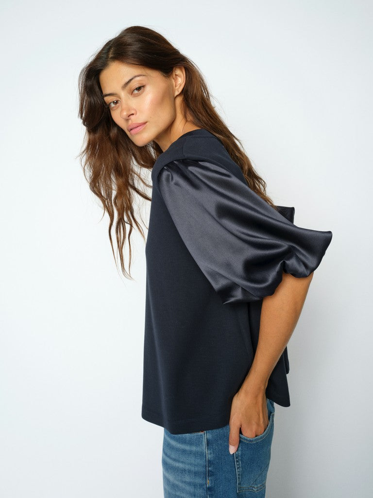mos mosh mmduba o-ss satin sweatshirt office workwear