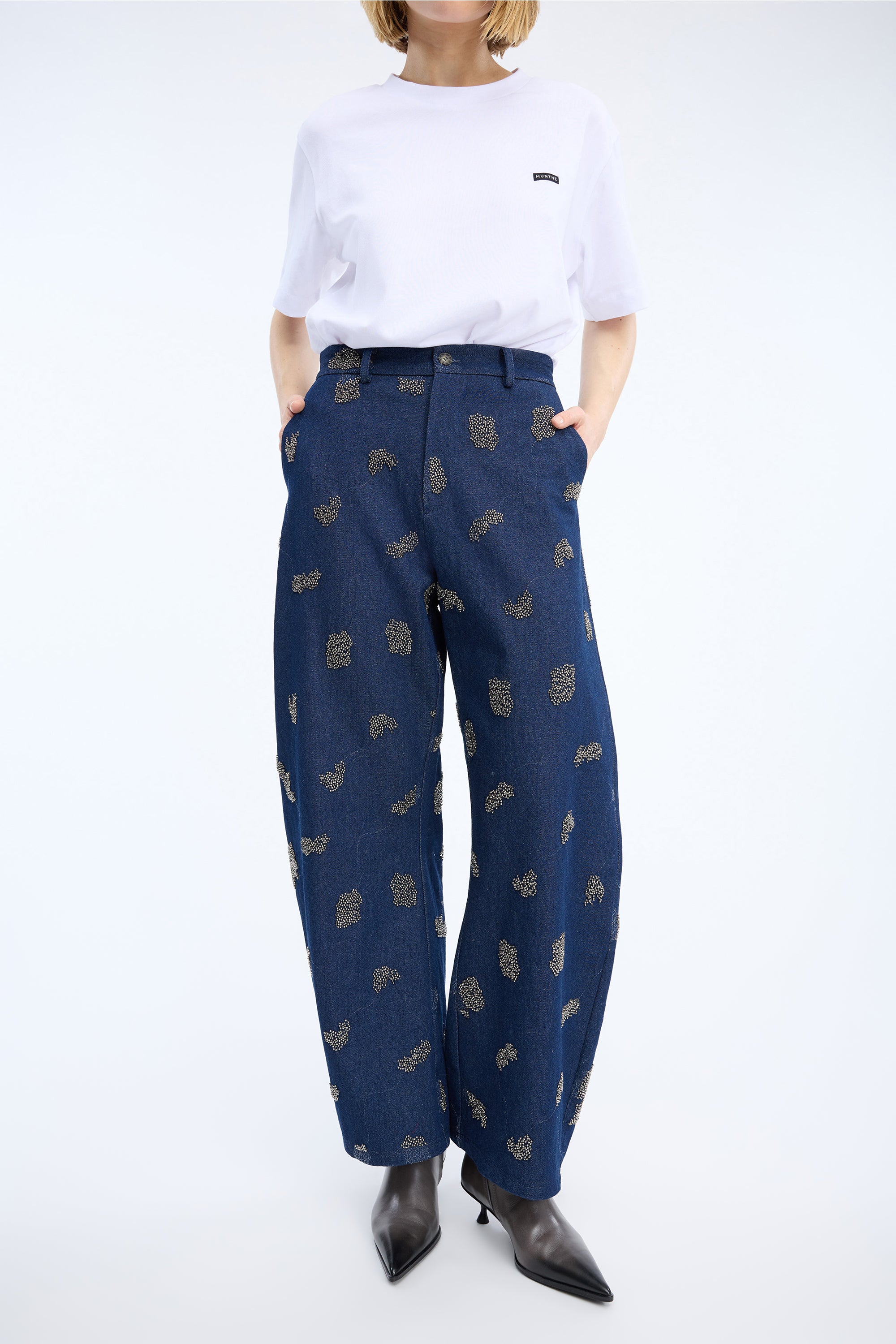 munthe navy denim embellished jeans vasler jazzy jeans