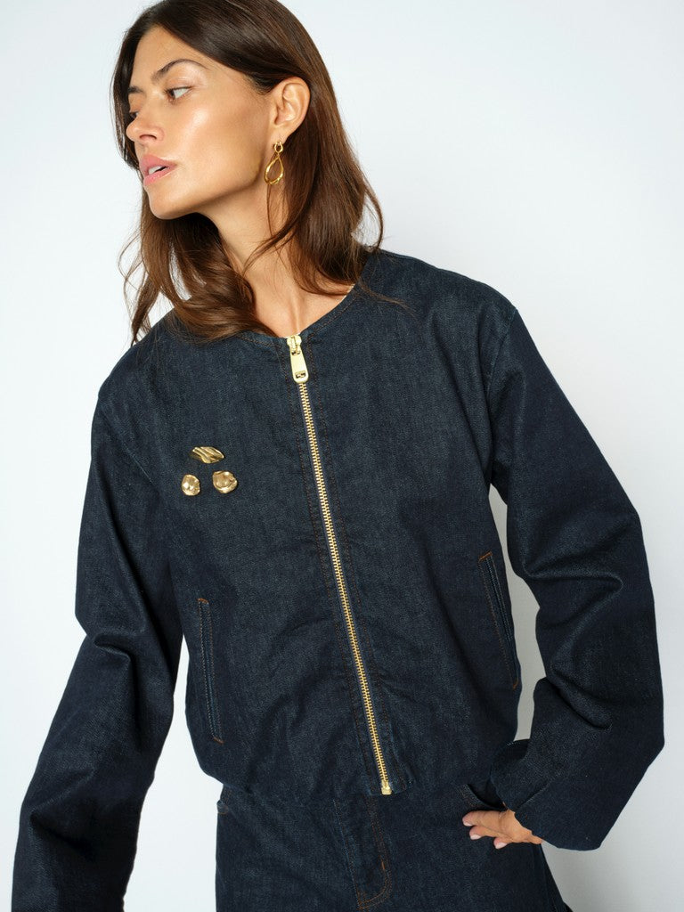 mos mosh mmval diani navy embellished going out bomber jacket