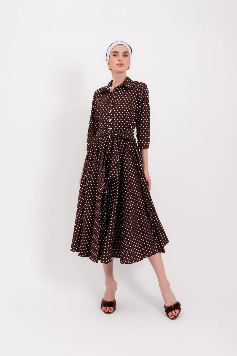 LAVI BROWN DOT DRESS NINNI BS7WD0006 126