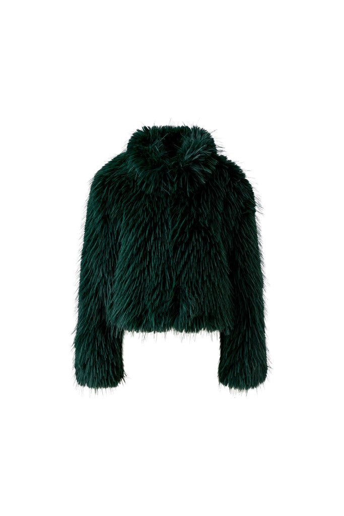 OUI GREEN FAUX FUR JACKET 100473 226