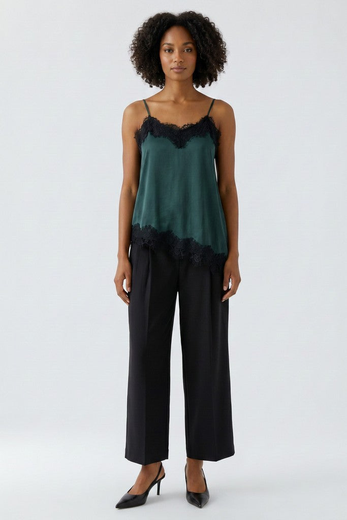 OUI GREEN SATIN TOP 100004 226