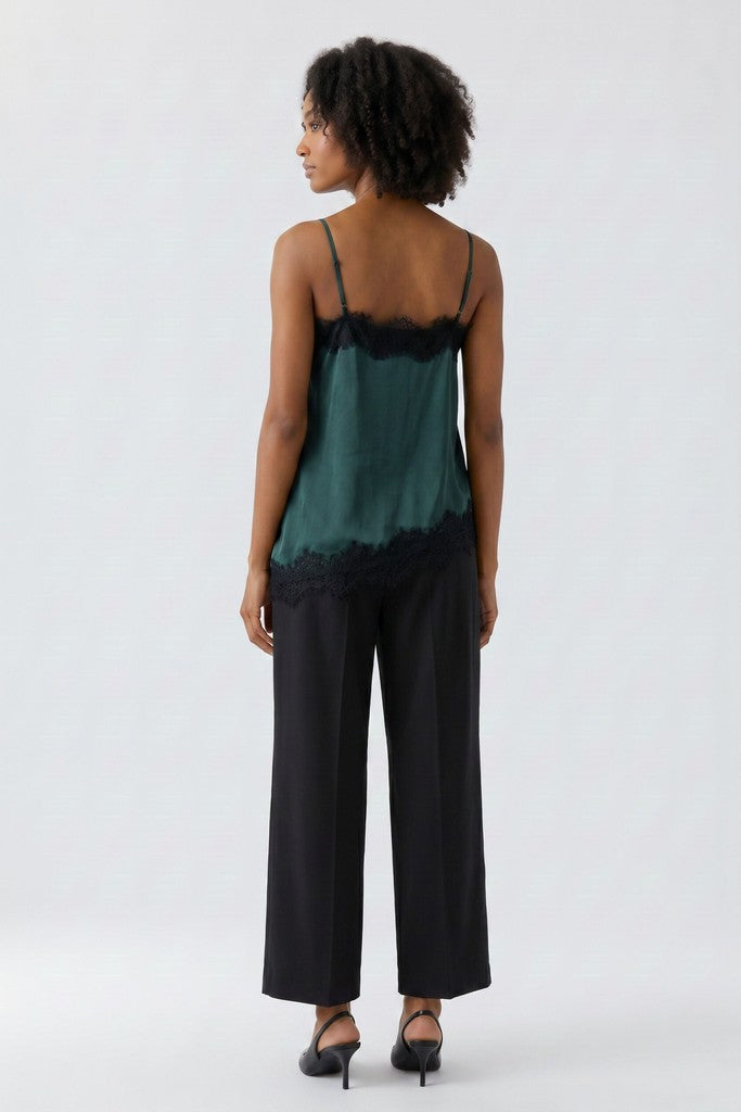 OUI GREEN SATIN TOP 100004 226