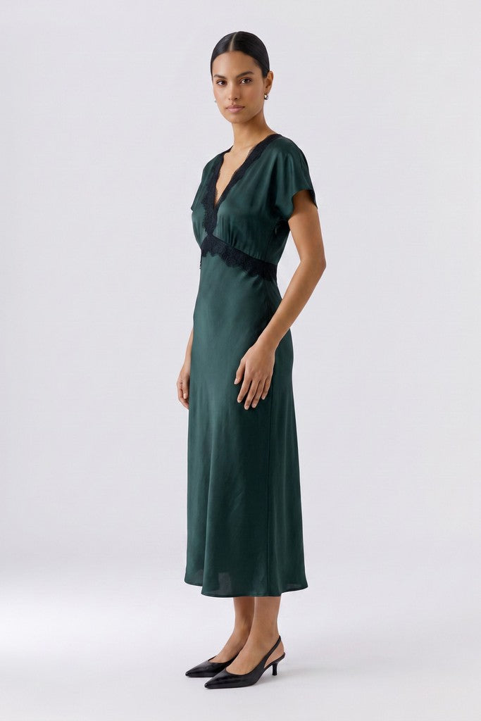 OUI GREEN SATIN DRESS 100035 226