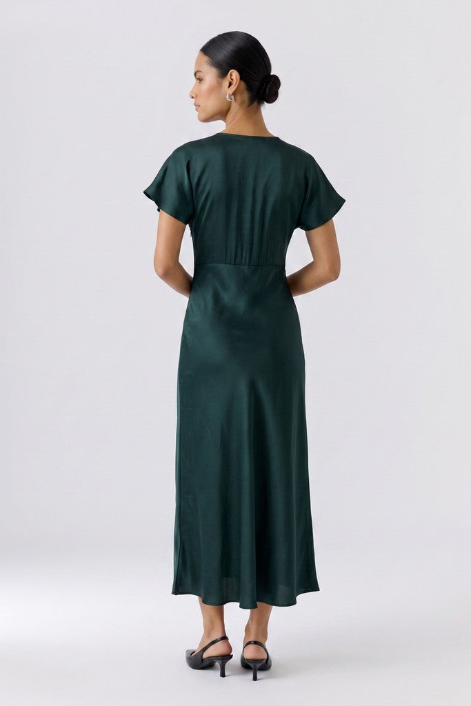 OUI GREEN SATIN DRESS 100035 226