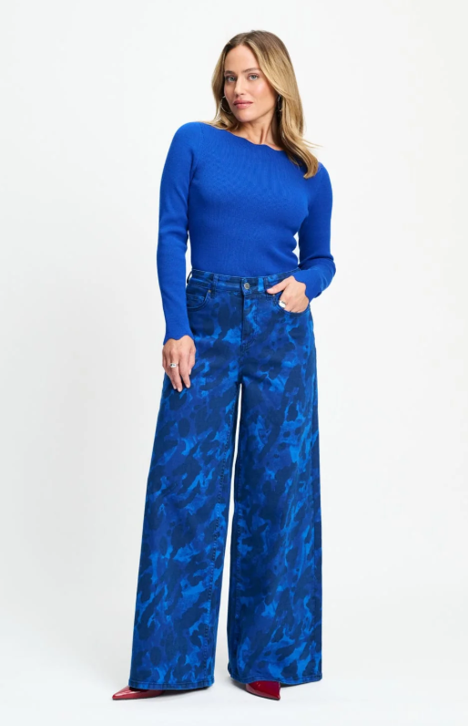 9806 pom blue print jeans everyday smart casual