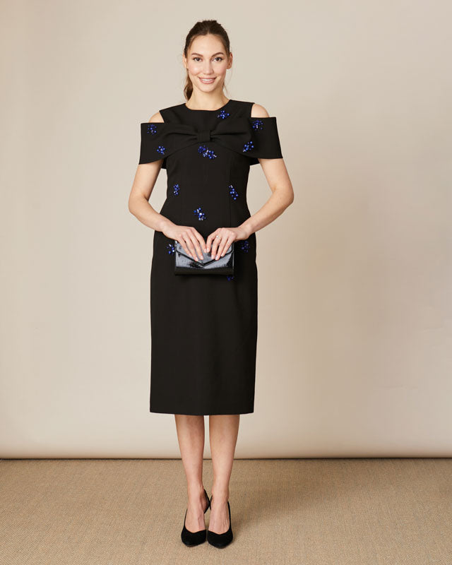 FEE G PHOEBE - BOW SHOULDER BEADED DRESS 852B/106 BLACK 225