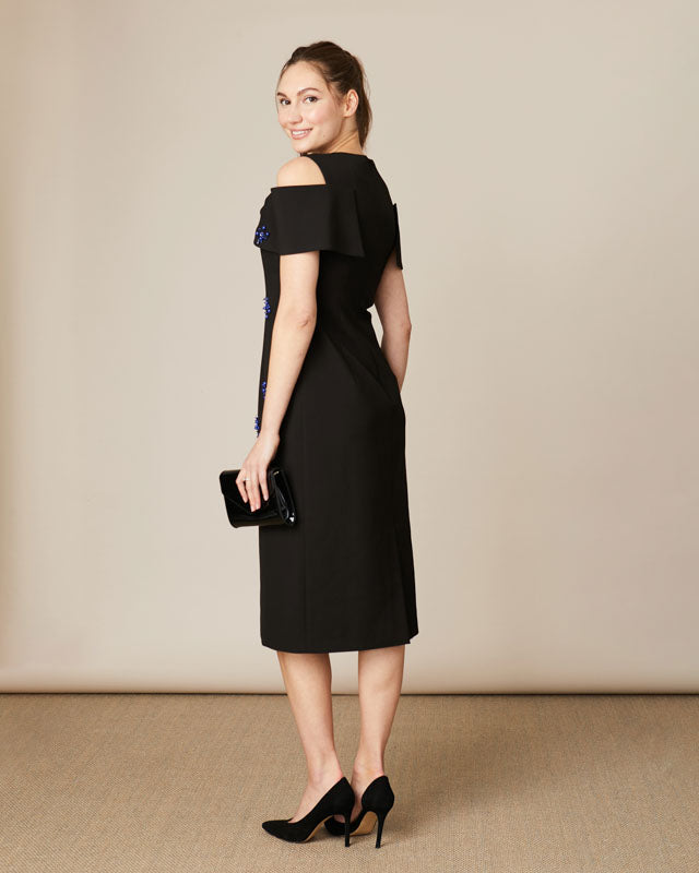 FEE G PHOEBE - BOW SHOULDER BEADED DRESS 852B/106 BLACK 225