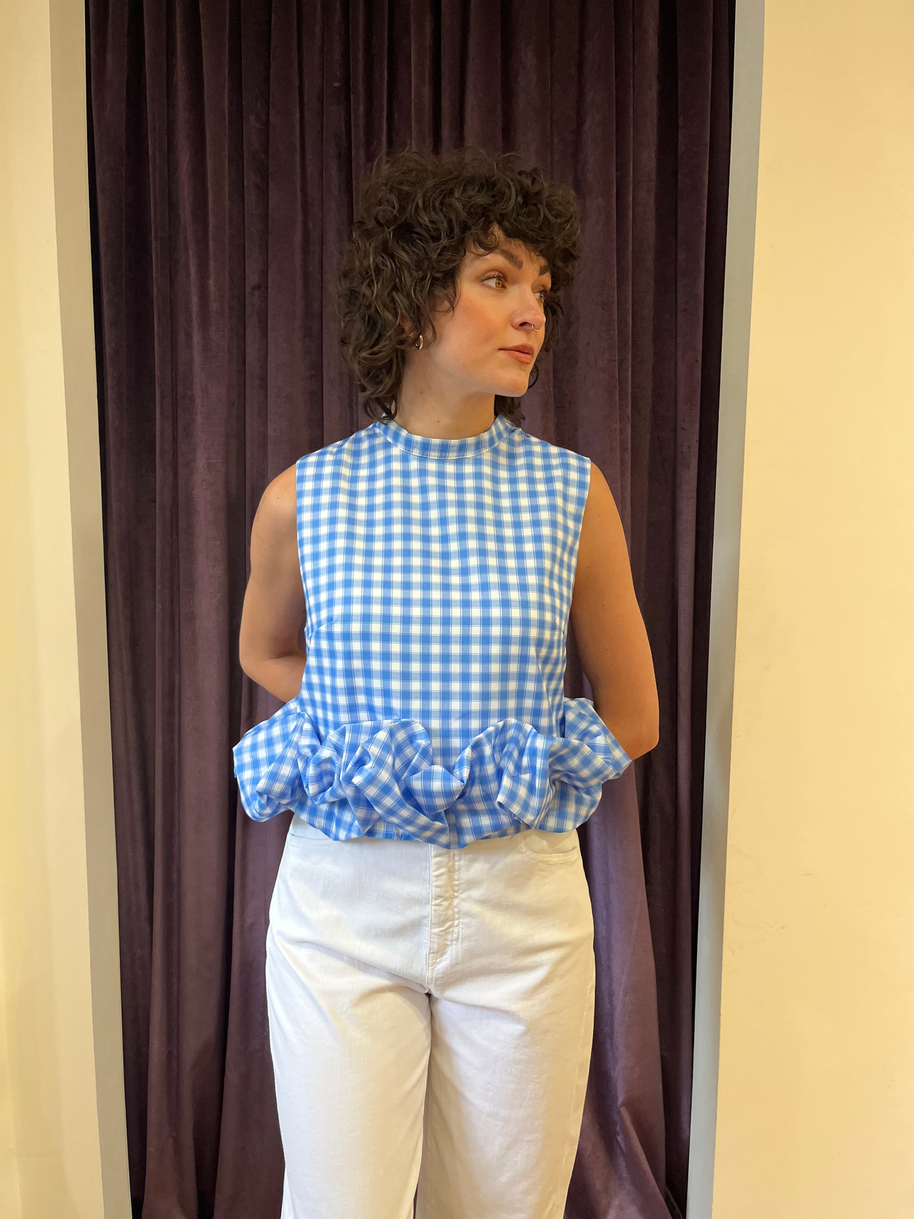 SISTER JANE LAVENDER GINGHAM CROPPED TOP 125