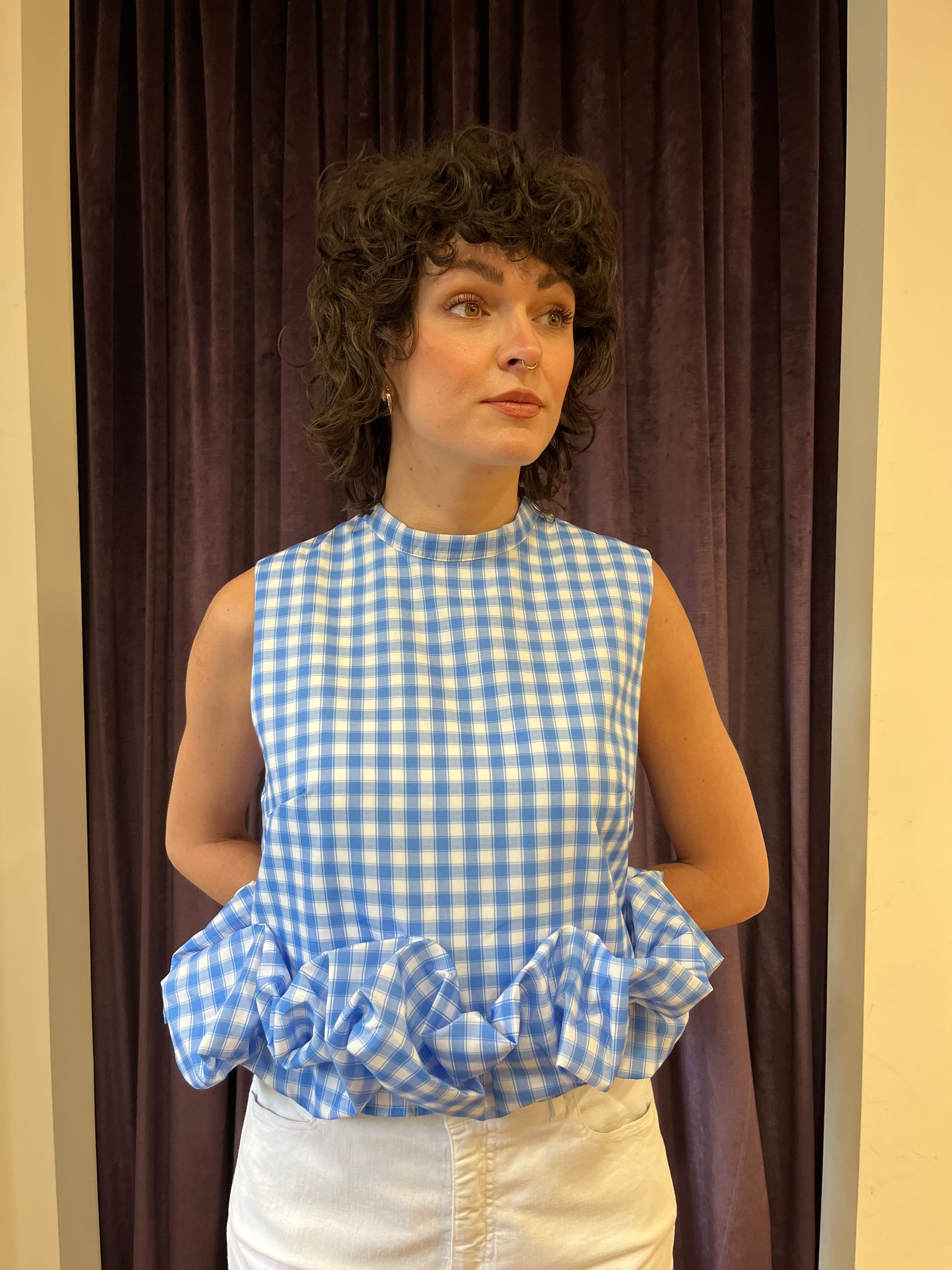 SISTER JANE LAVENDER GINGHAM CROPPED TOP 125