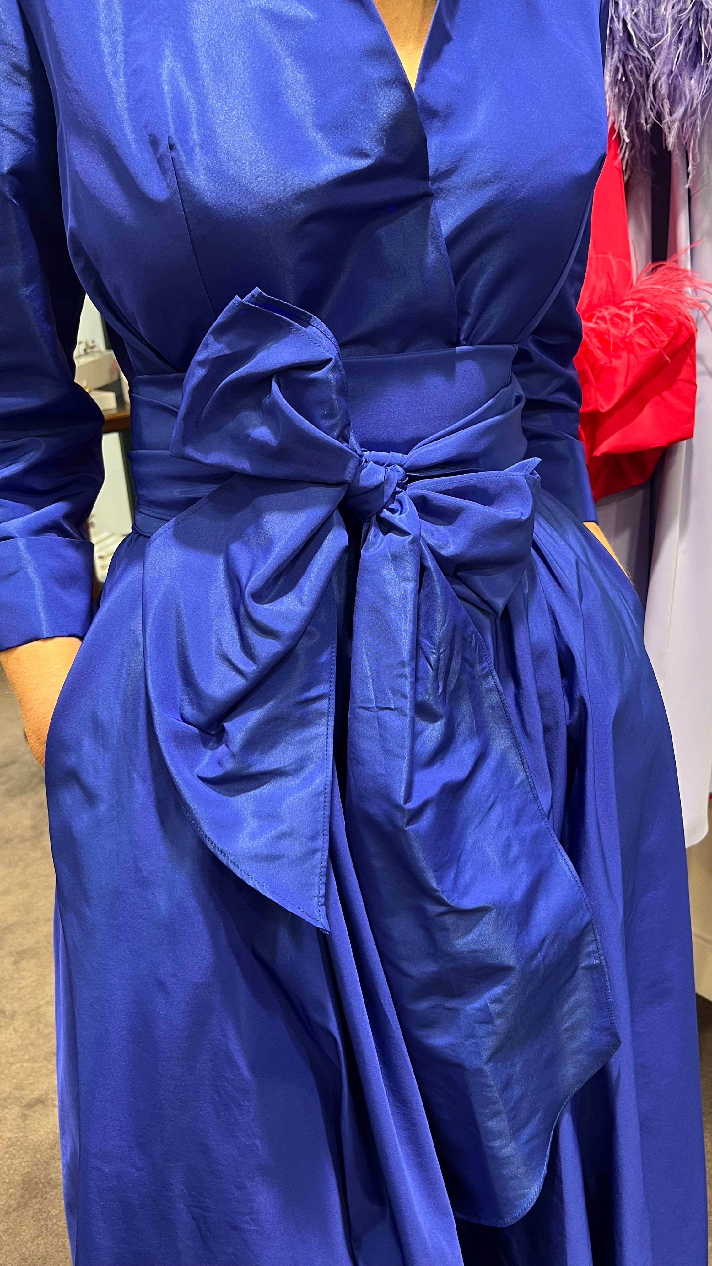 CARLA RUIZ BLUE TAFFATA SHIER DRESS 52502 126