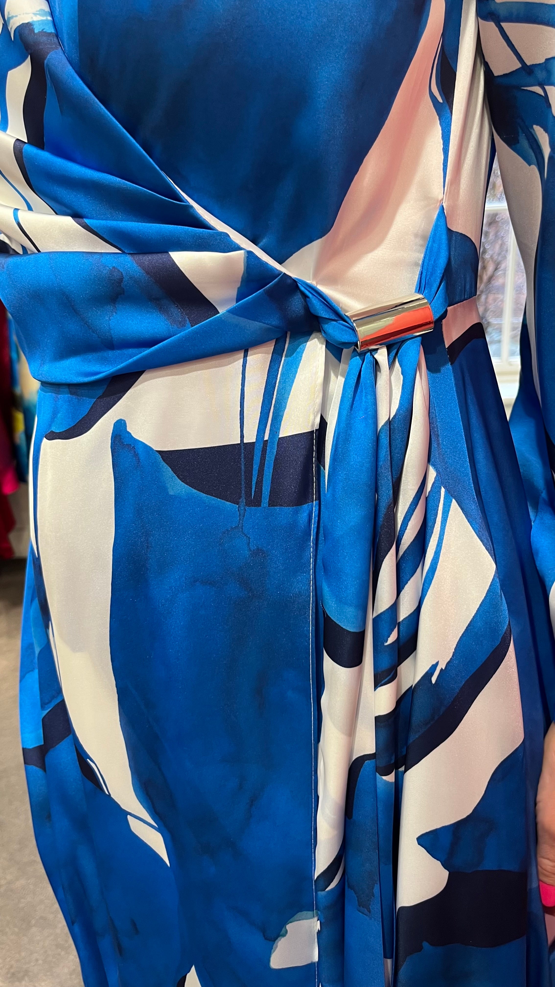 CARLA RUIZ BLUE FLORAL WRAP DRESS 52569 126