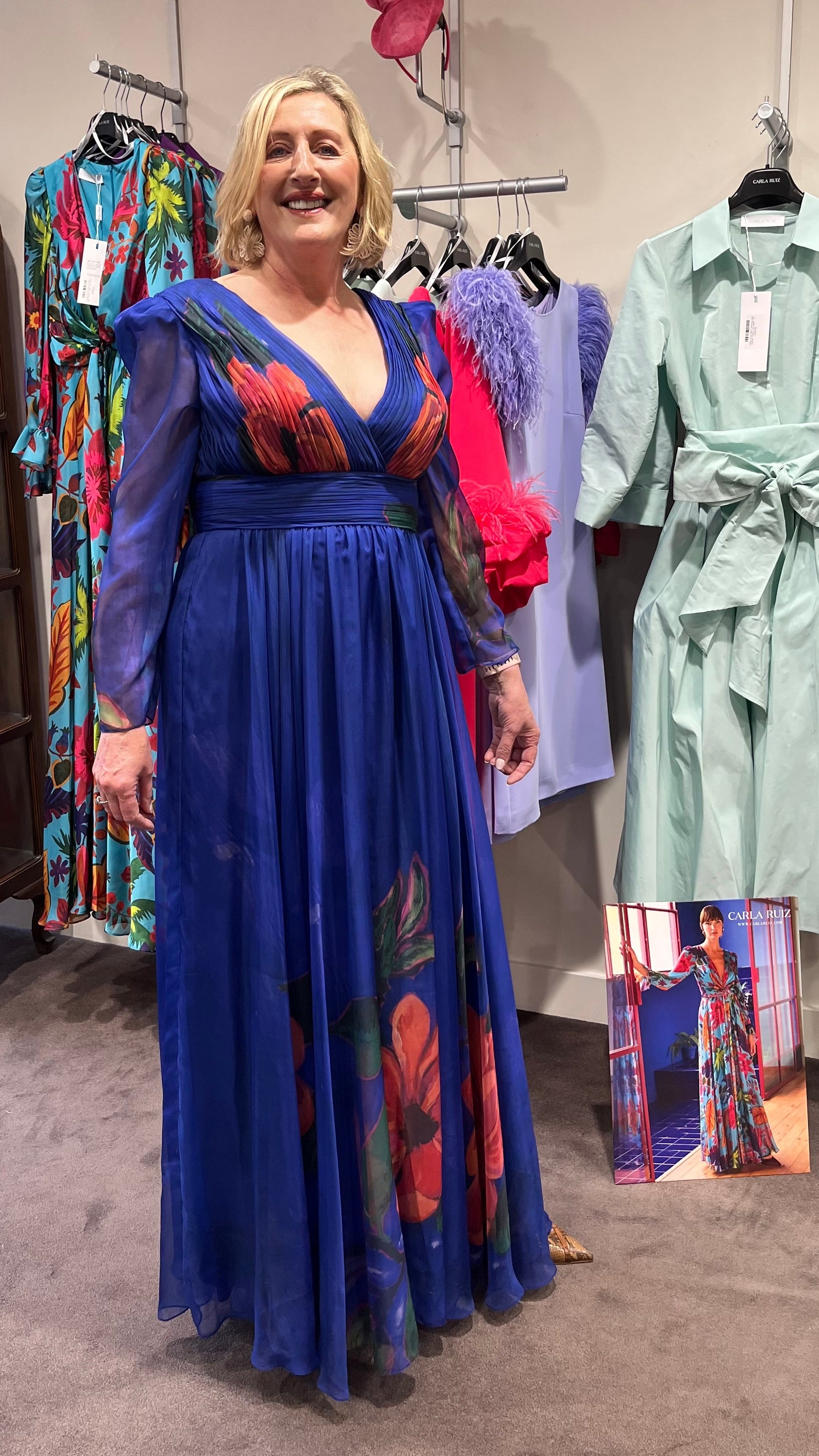 CARLA RUIZ BLUE LONG CHIFFON DRESS 52701 126