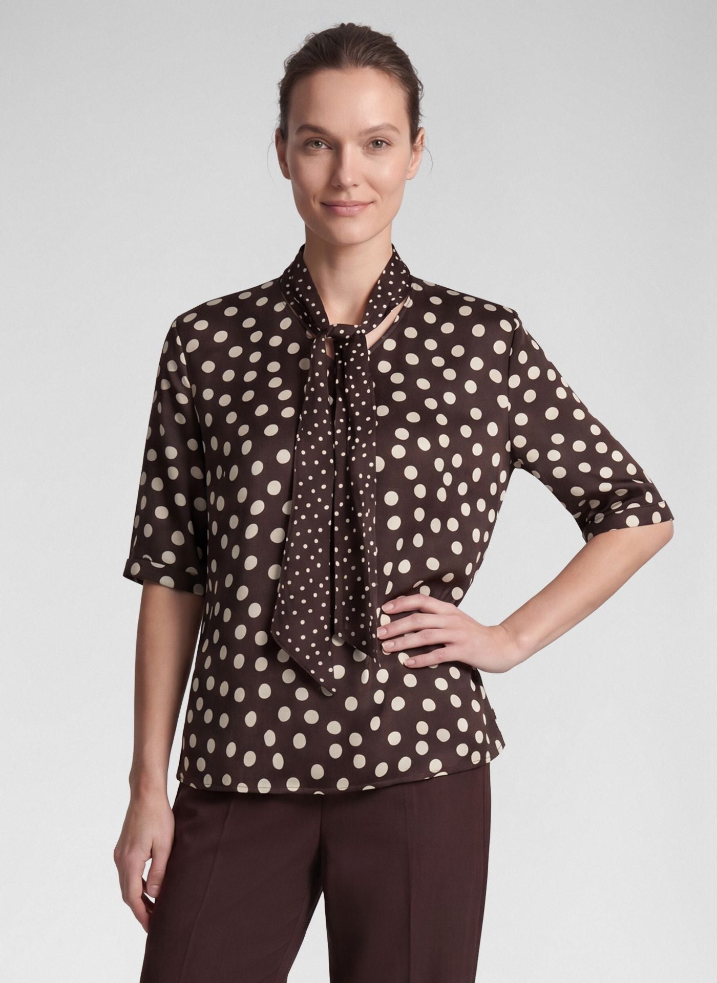 rabe brown bow blouse 57-111357 smart casual